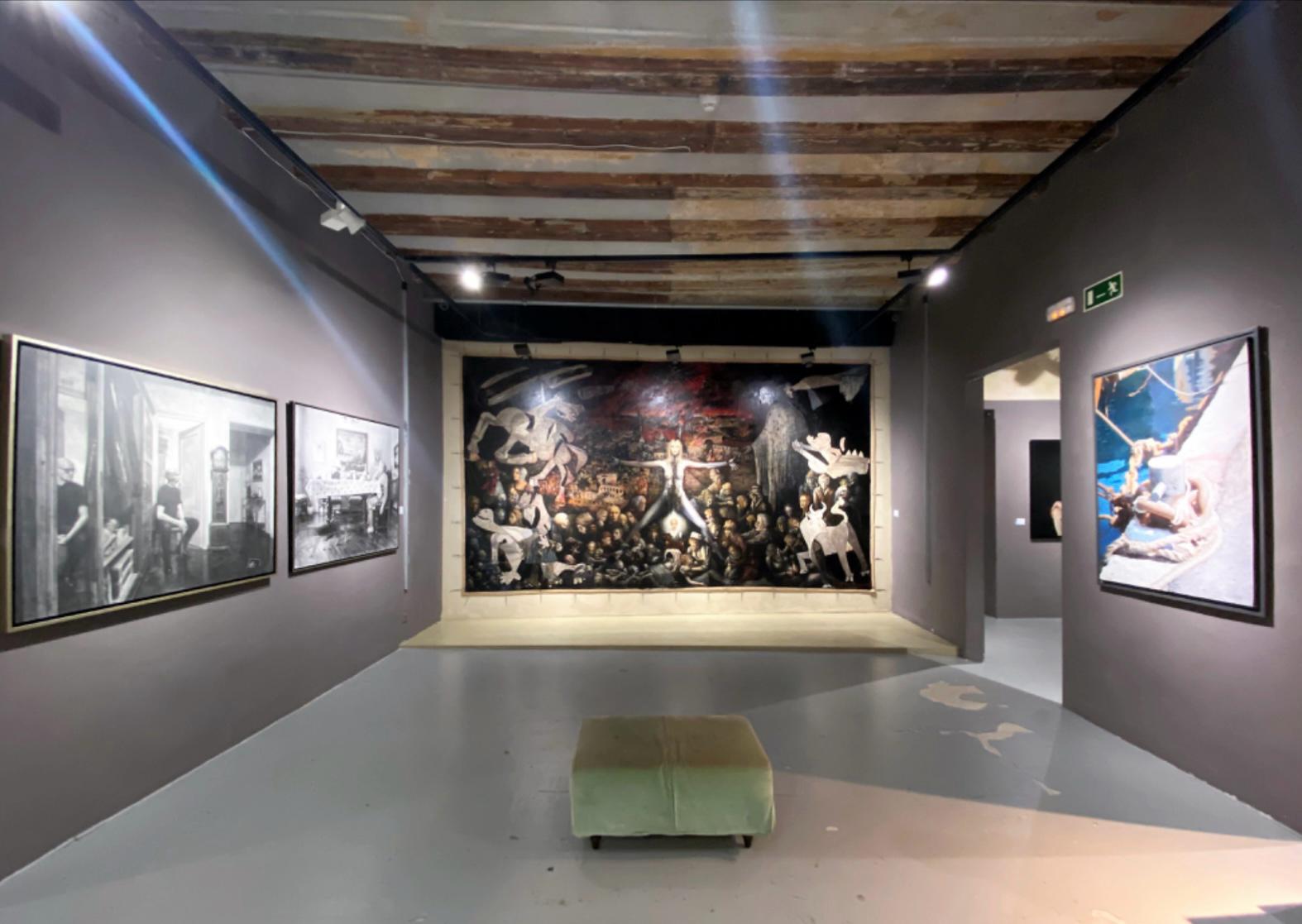 Panoramic view of the exhibited artworks at the MEAM show by VYA Art Gallery